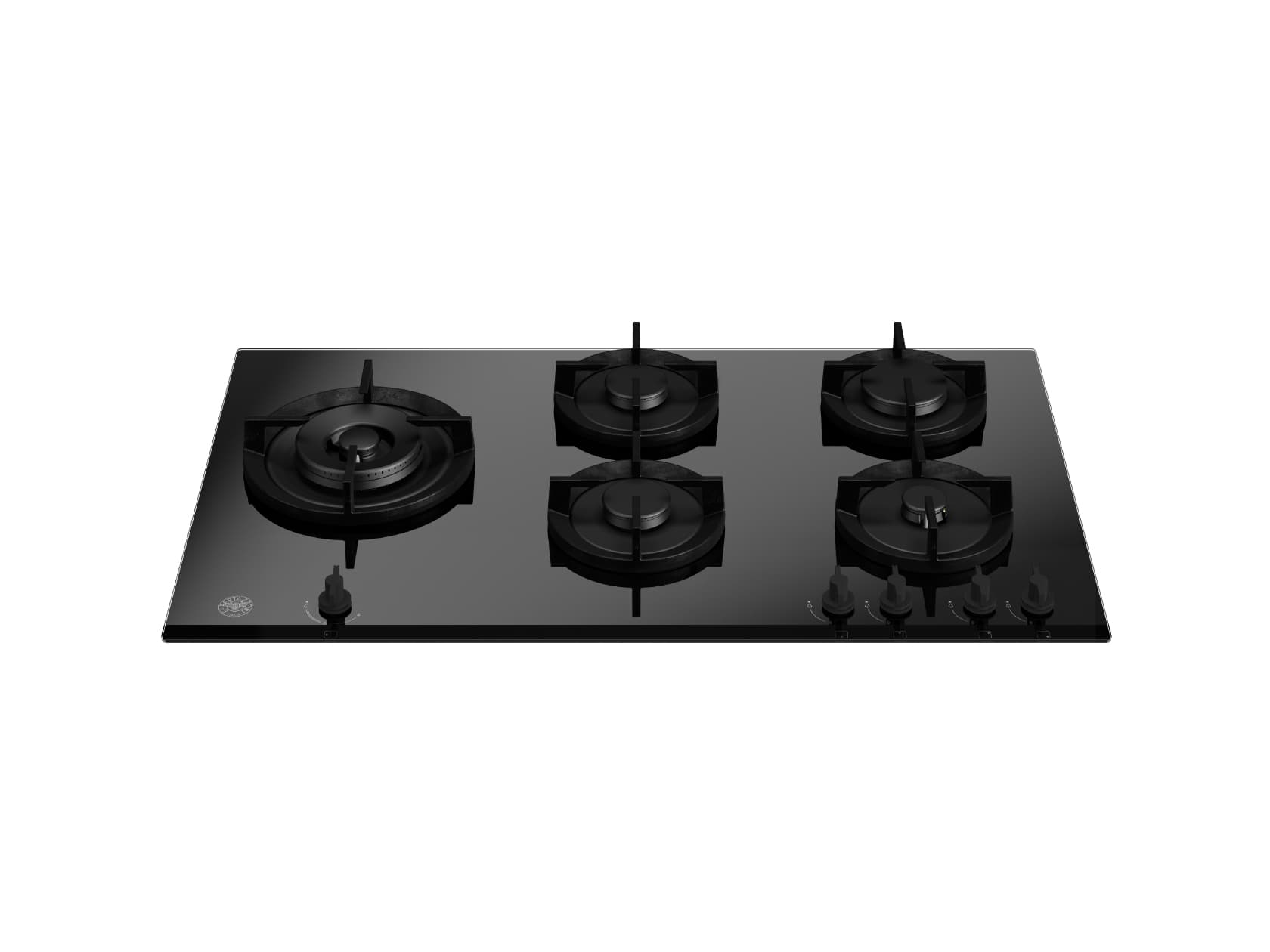 Встраиваемая газовая варочная панель Bertazzoni на стекле, конфорка wok в сбоку, 90 см