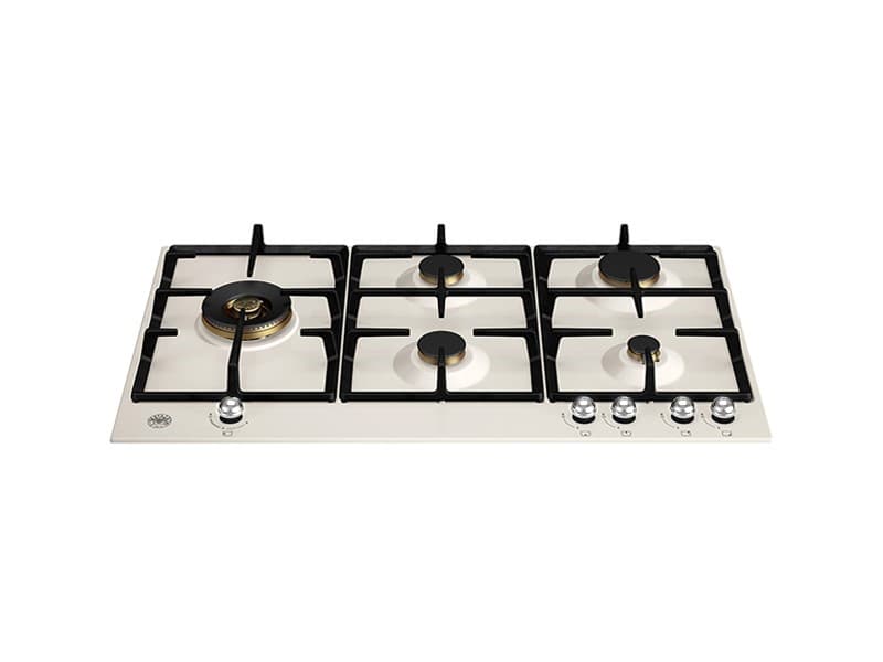 Газовая варочная панель Bertazzoni Heritage, 90 см, боковая двойная конфорка Wok, черная эмаль