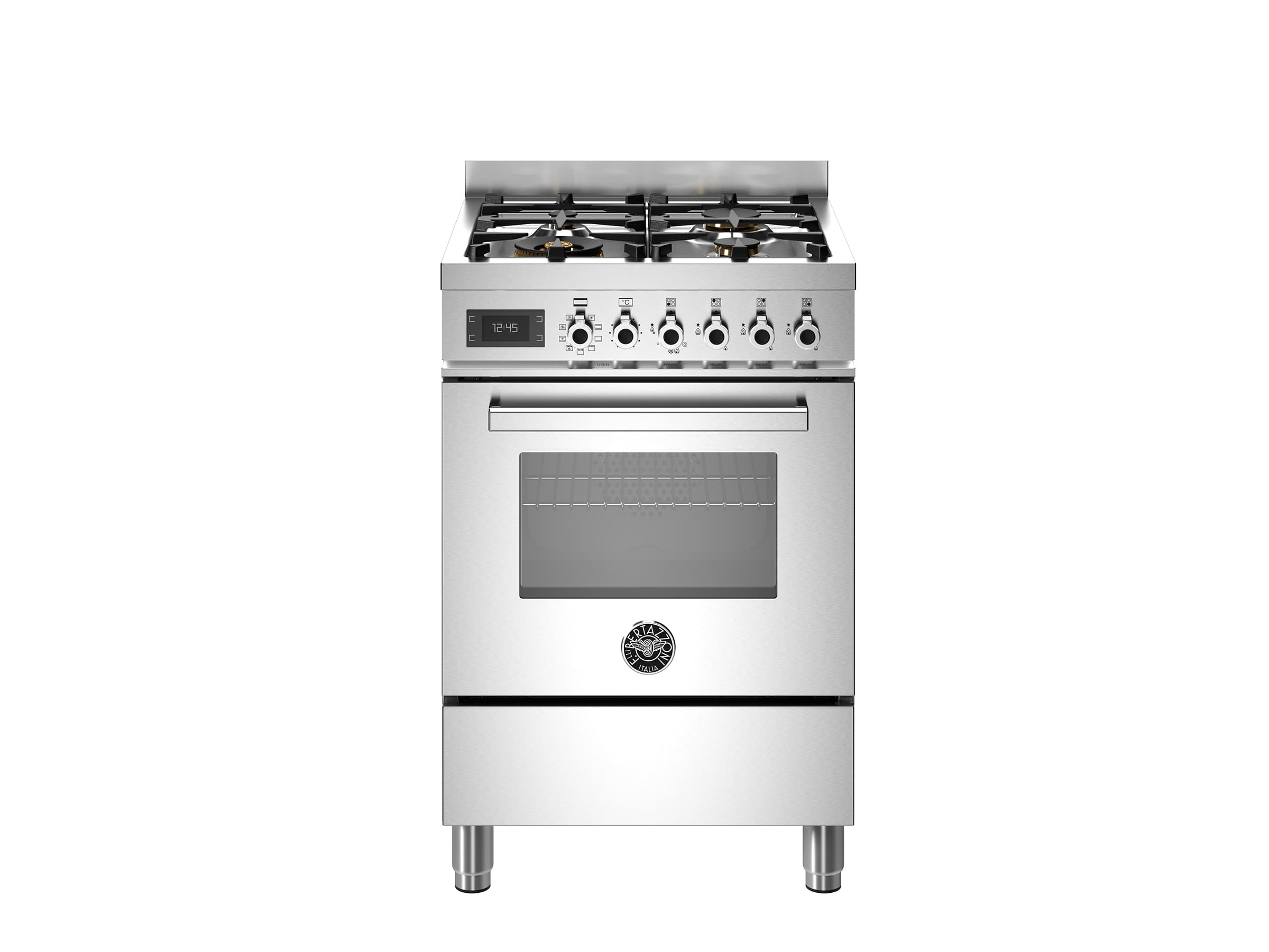 Bertazzoni Professional 60 см: Газовая плита с 4 конфорками и электрической многофункциональной духовкой