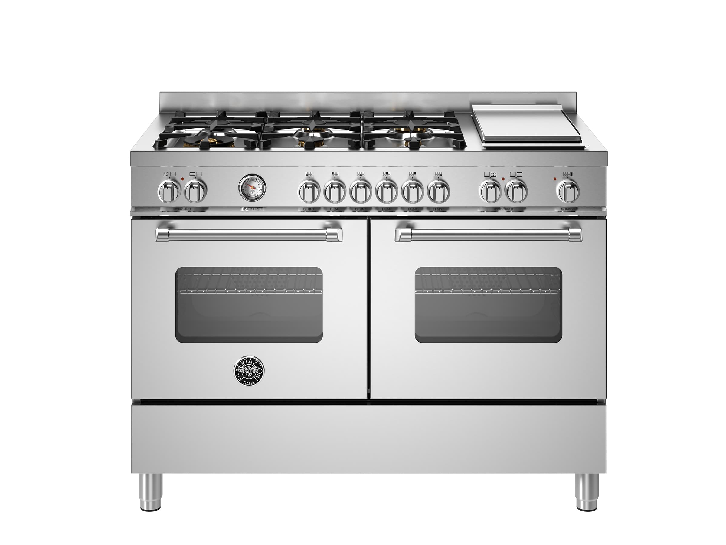 Плита электрическая Bertazzoni Master 120 см, 6 газовых конфорок + электрическая Teppan-yaki, двойная многофункциональная духовка - изображение 1