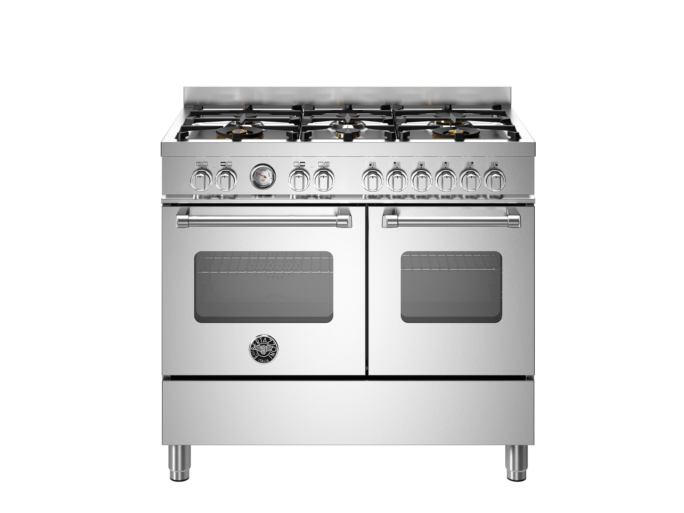 Плита Bertazzoni Master 100 см с 6 газовыми конфорками и двумя электрическими духовками