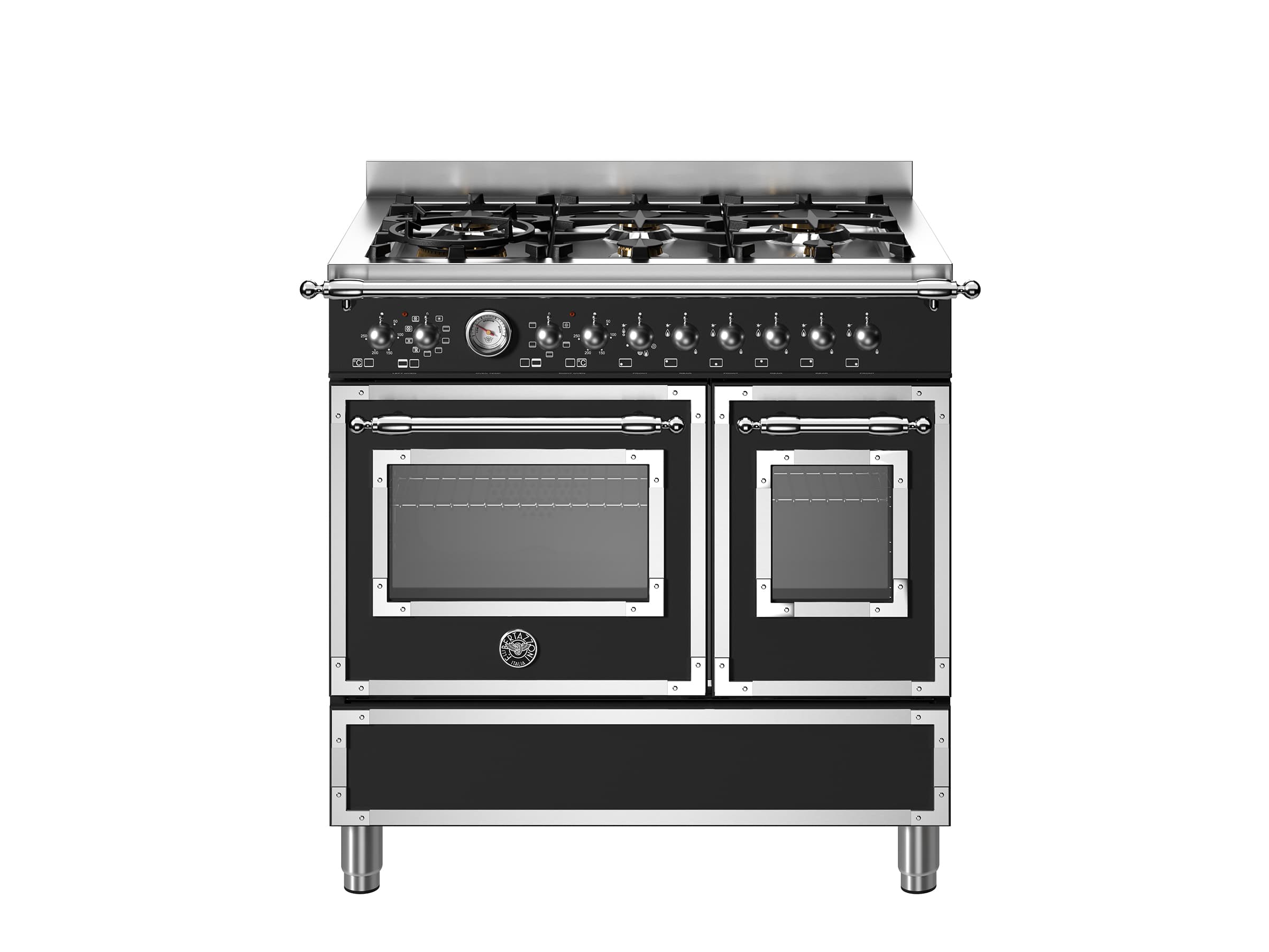 Bertazzoni Heritage 90 см: плита с 6 газовыми конфорками и двумя электрическими духовками
