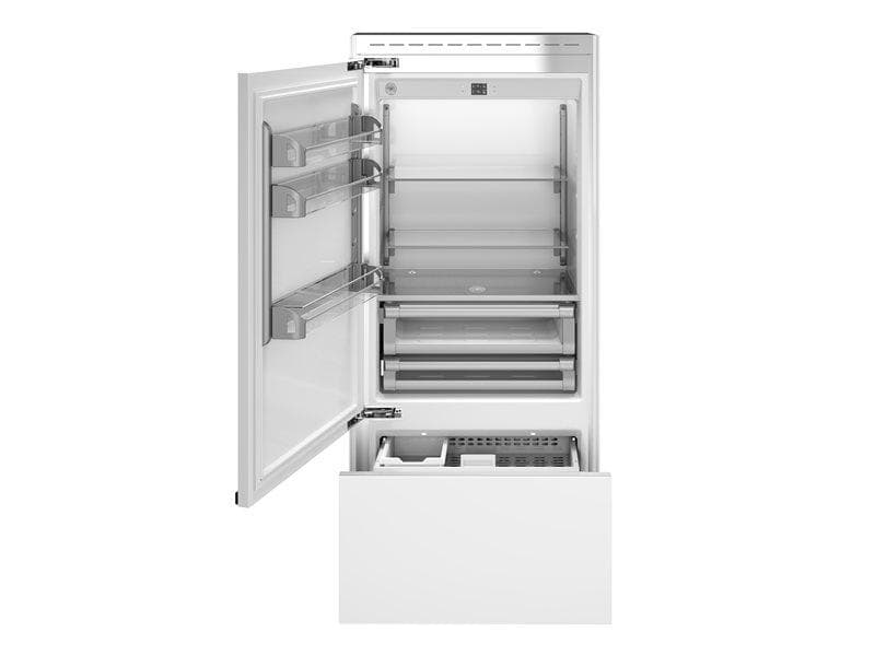 Встраиваемый холодильник/морозильник Total No Frost Bertazzoni, под навеску мебельных панелей, петли слева, шириной 90см