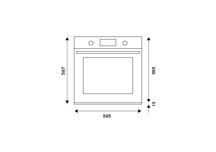 Чертеж Электрический духовой шкаф Bertazzoni Modern 60 см, 5 функций, 76 л, нержавеющая сталь