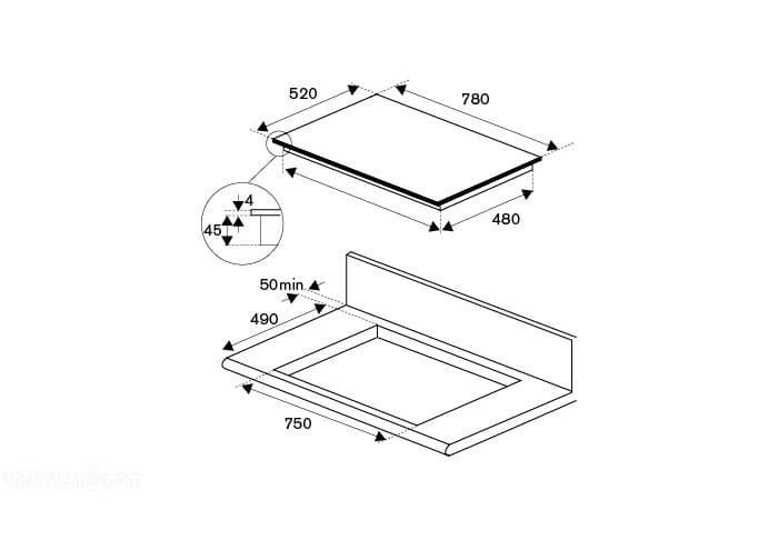 Индукционная варочная панель BERTAZZONI P784IC1G5NE, 78 см