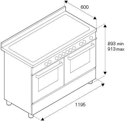 Схема встраивания Варочный центр Bertazzoni HER126G2ENET